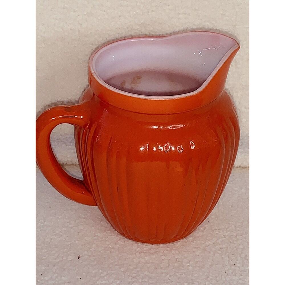 Vintage 1940’s Hazel Atlas Moderntone Platonite Orange Cream Pitcher